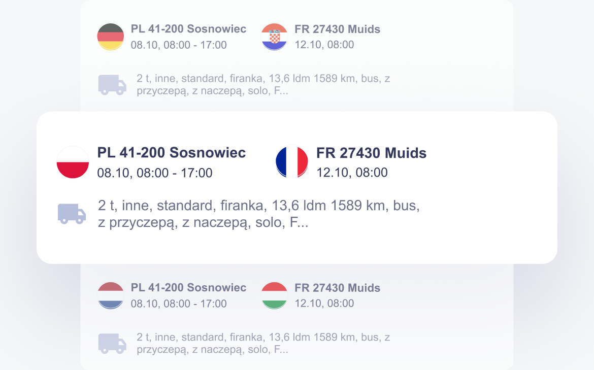 Oferty przewozowe dla samochodów dostawczych o masie poniżej 3,5 t