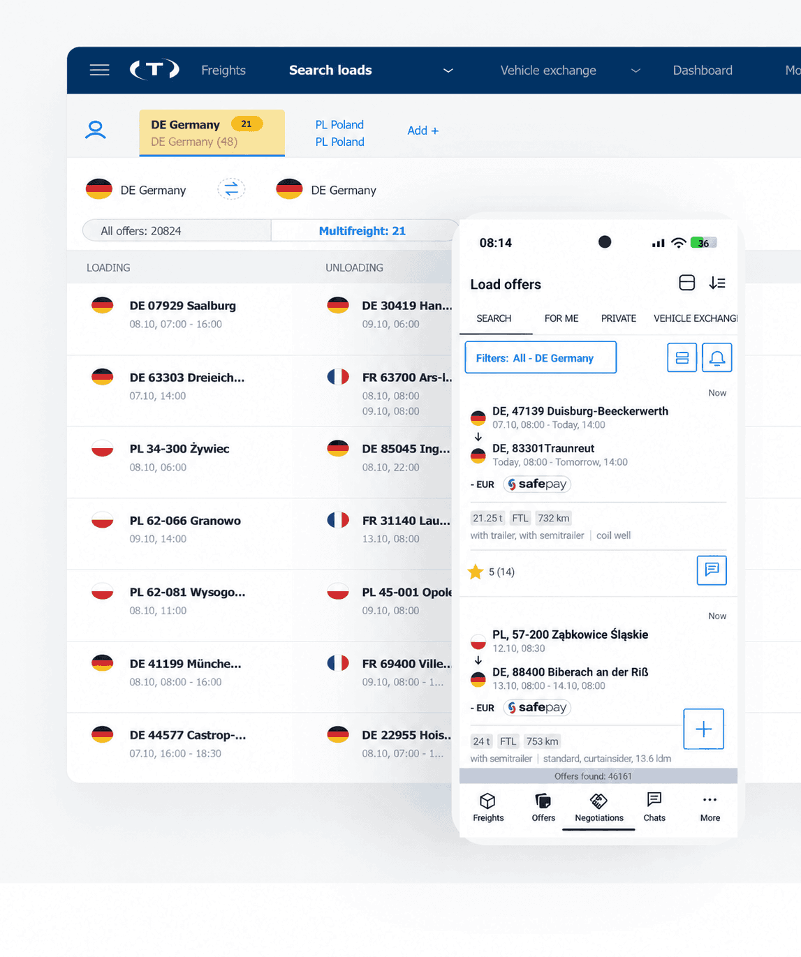 Trans.eu freight exchange — web and mobile app