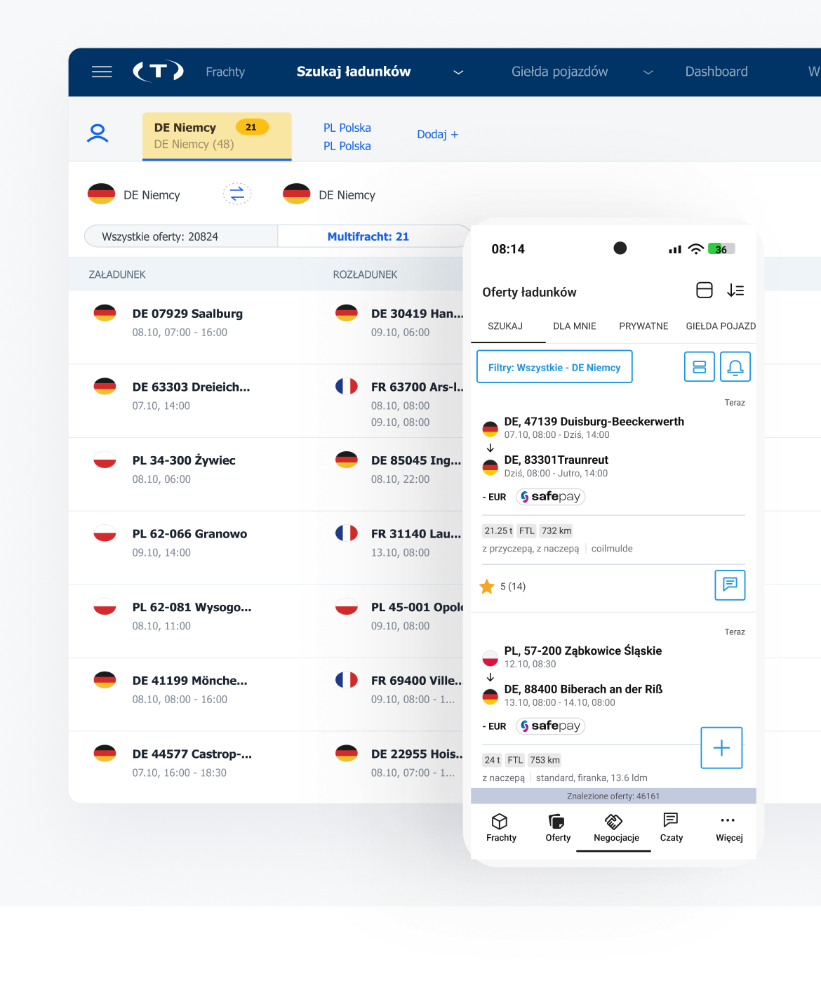 Giełda transportowa Trans.eu — aplikacja webowa i mobilna